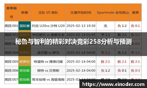 秘鲁与智利的精彩对决竞彩258分析与预测